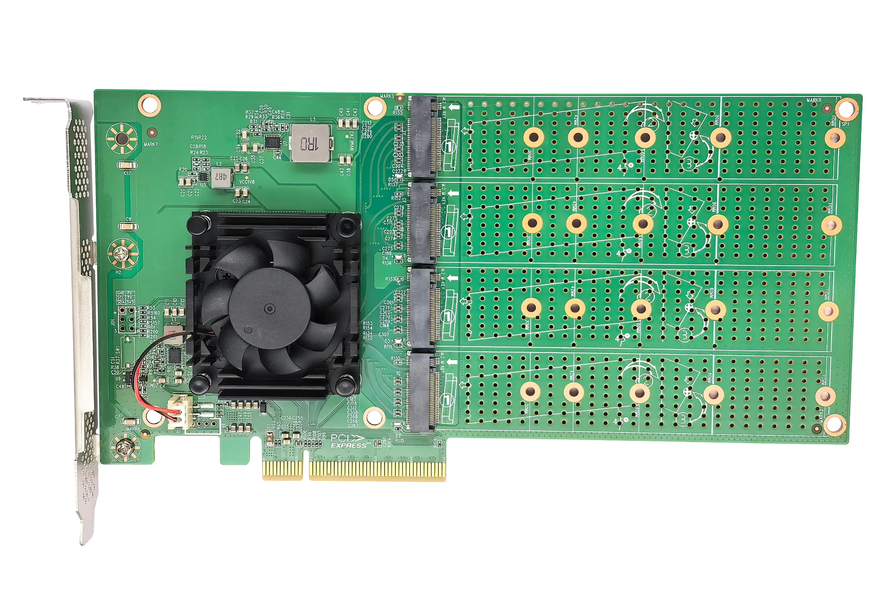 PCIe 4.0 X8 to 4 Port M.2 NVMe Switch Adapter--STC PE482-4I