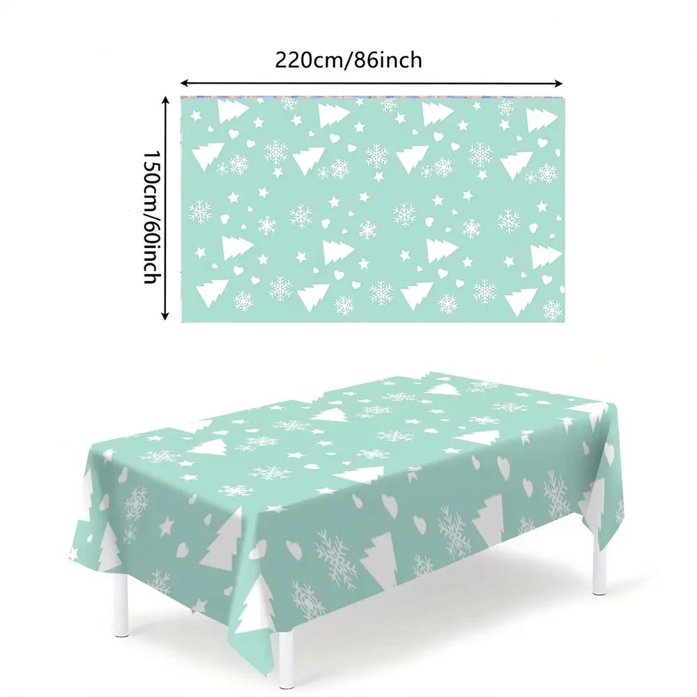 Cute Snowflake Christmas Tablecloth Spill Proof Table Cover for Dining Room Holiday Party Decor
