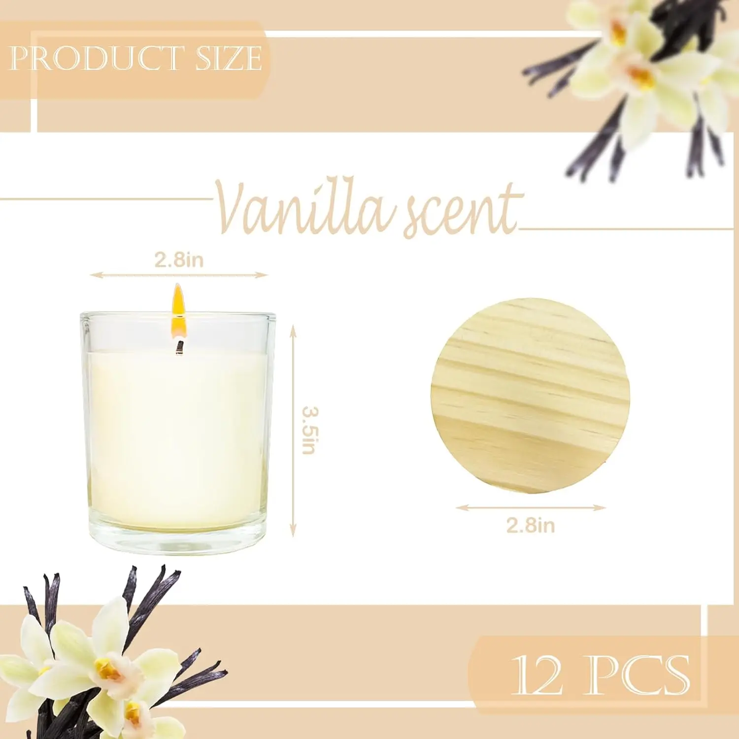 Vanilla Scented Soy Candles Bulk Pack, Mason Jar Aromatherapy Candles For Home Relaxation, Long Lasting Natural Soy Wax Stress Relief Candle Set For Birthday Wedding Party Favors, White, 12 Pieces