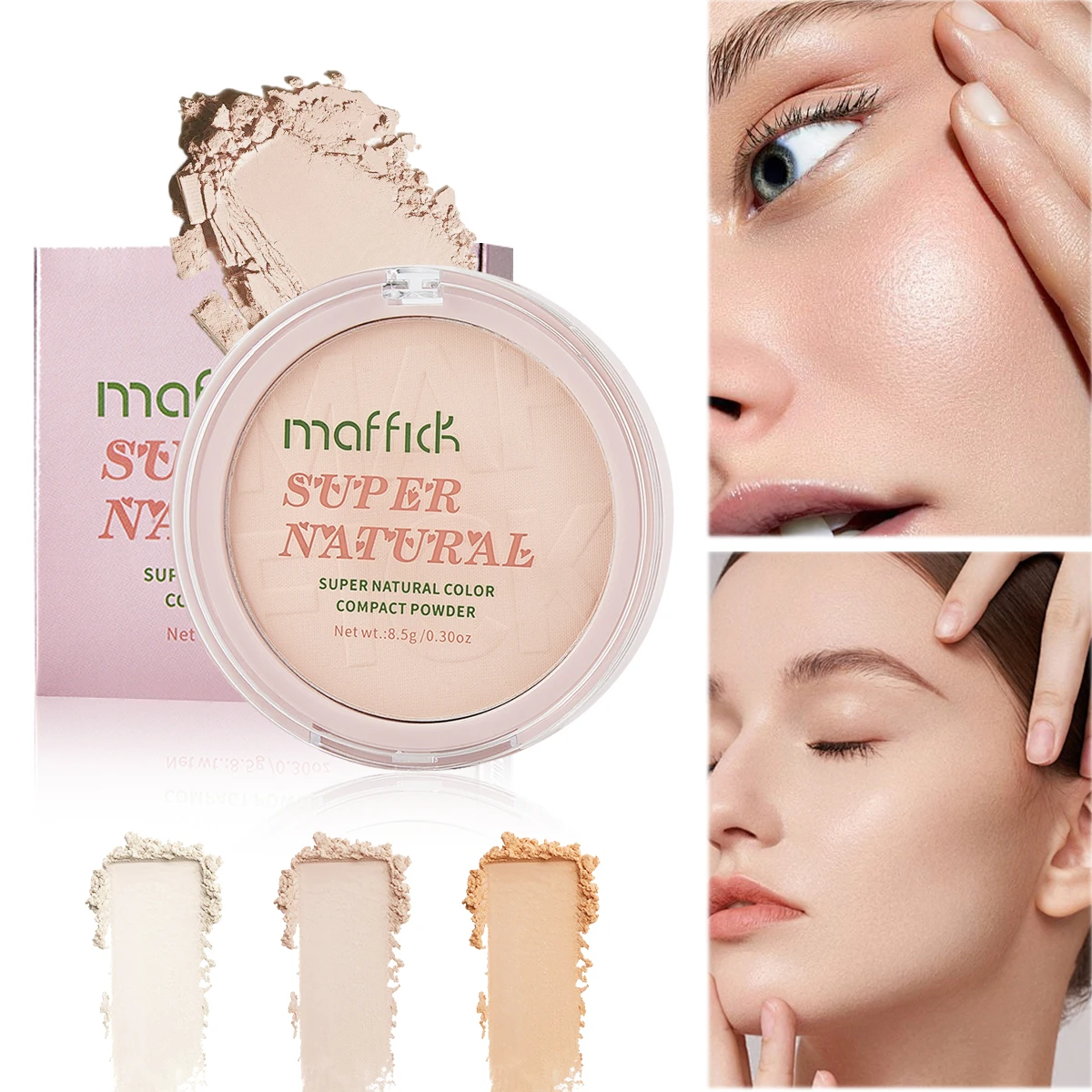 3-color matte set makeup powder waterproof, sweat proof, lasting fog feeling, breathable, oil control, brightening set makeup po