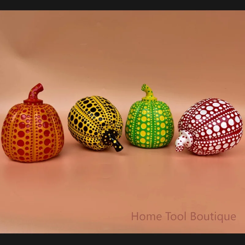 Yayoi Kusama Pumpkin Statue Wave Point Resin Sculpture Modern Japanese Art for Office And Home Interior Decor Gifts