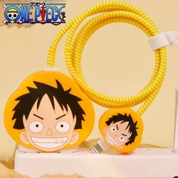 Anime One Piece Luffy IPhone Charger Protective Cover Protective Case for IPhone Data Cable Head Bite Protector Shell Sleeve