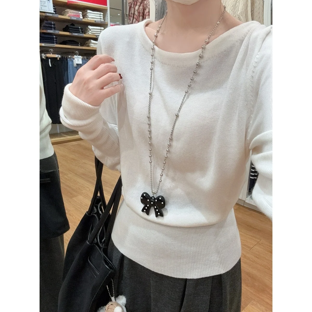 

Корейский круглый вязаный свитер Ne Lantern Sve, женский базовый слой, весенний новый простой универсальный дизайн, трикотаж