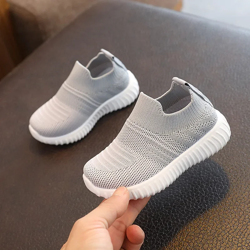 Kids Casual Sneakers for Boys Slip-On Knitted Sock Shoes Children\'s Flats Girls Breathable Sports Running Shoes for 1-8 Years