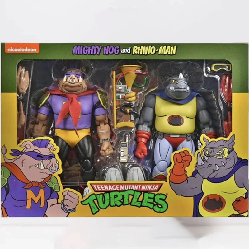 

NECA 54293 TMNT Figure Teenage Mutant Ninja Turtle Mighty Hog and Rhino Man Action Figuras Toys 7-Inch Model Dol Original Gift