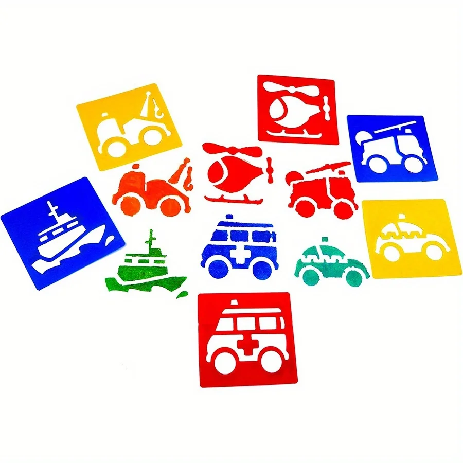 6/10/20pcs Animal Fruit Car Random Design Hollow Stencil Templates Doodle Coloring Art Set Reusable Drawing Practice JXB