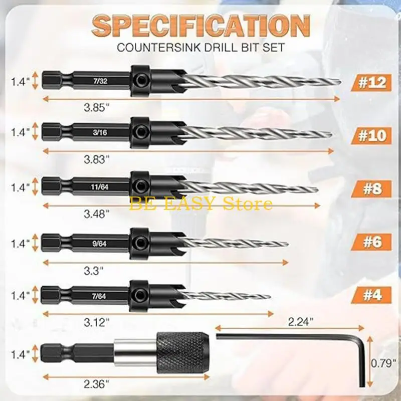 E28F Countersink Drill Bit 5Pcs Suitable for