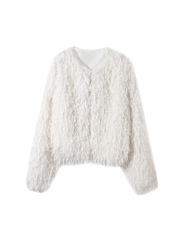 

Новая женская мода в европейском стиле, универсальный темперамент, простая однотонная куртка с металлической линией и перьями