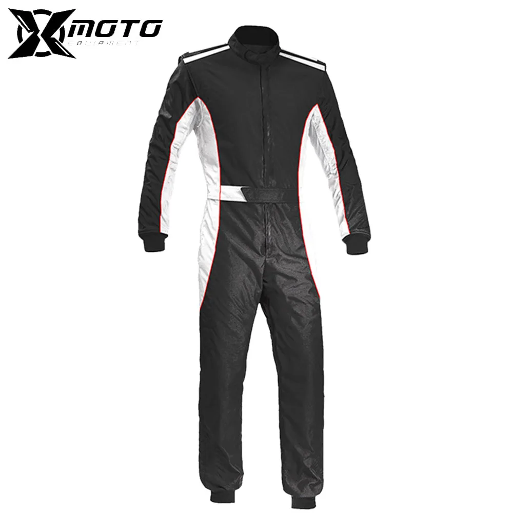 

Motorcycle Onesie Quick Dry Racing Onesie Breathable Rally Suit Black Polyester Fibers Racing Clothes Wearability Go-kart Suits