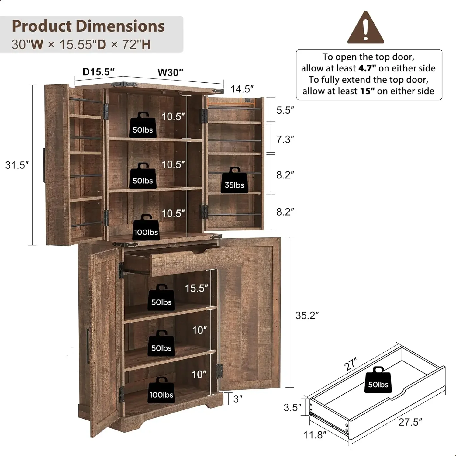 

-Custom Factory Supply Farmhouse Solid Wood Kitchen Cabinet Storage Organizer Cabinet for Kitchen Dining Room Bathroom