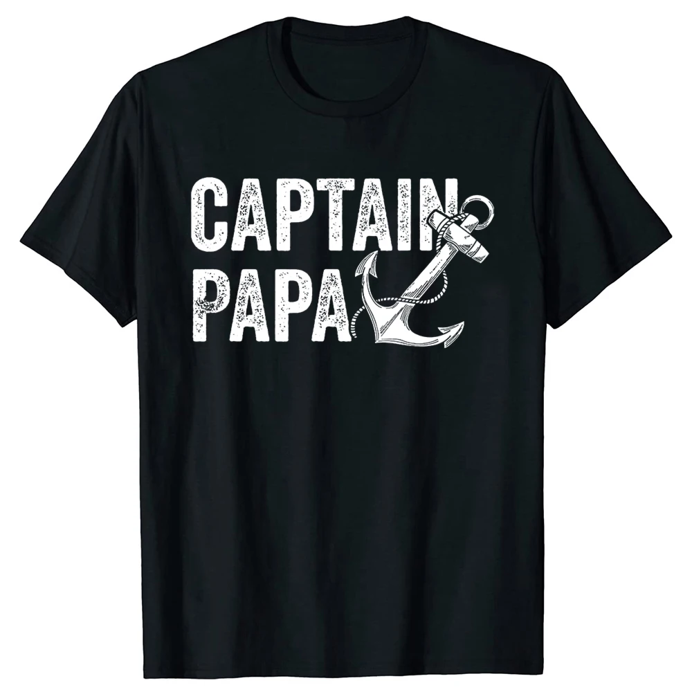 Captain Papa Pontoon Gift Sailor Fishing Boating T Shirts Summer Style Graphic Cotton Streetwear Short Sleeve Birthday T-shirt