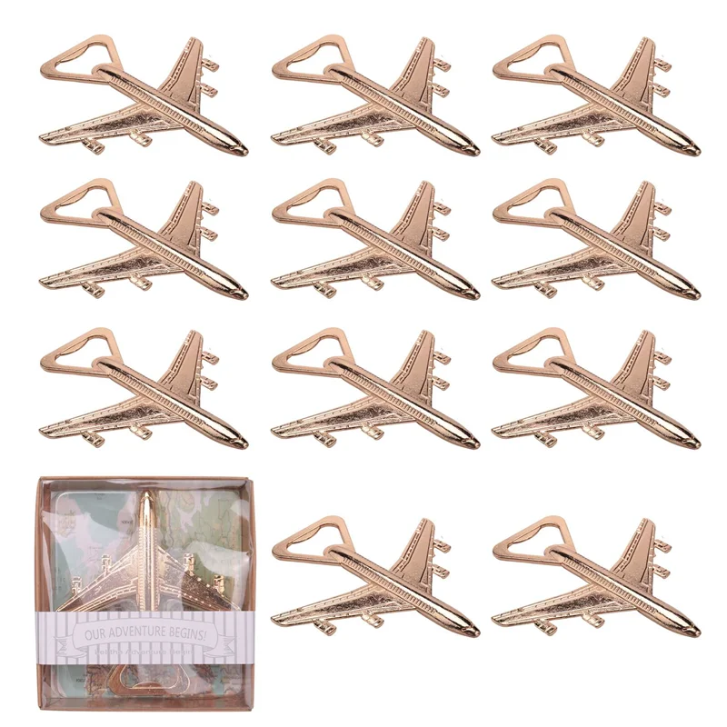 

Pack of 12 Airplane Bottle Opener Gift Box Air Plane Travel Beer Bottle Opener Party Favor Wedding Birthday Decorations