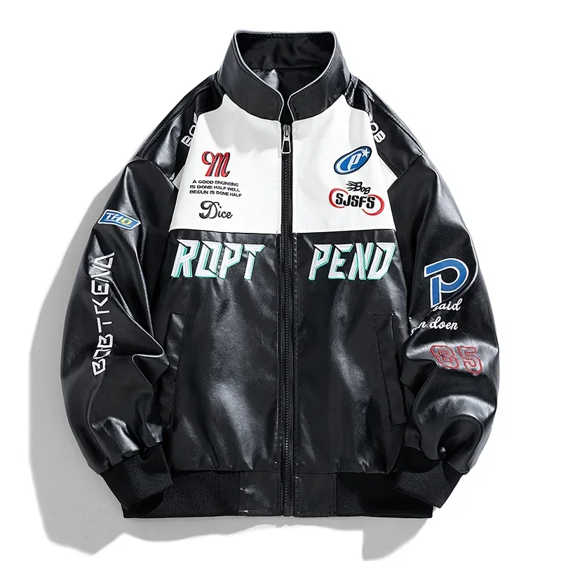 

Мотоциклетная куртка с вышивкой, мужские гоночные мотоциклетные куртки, зимняя мотоциклетная одежда, водонепроницаемые пальто, Мужская мотоциклетная куртка из искусственной кожи
