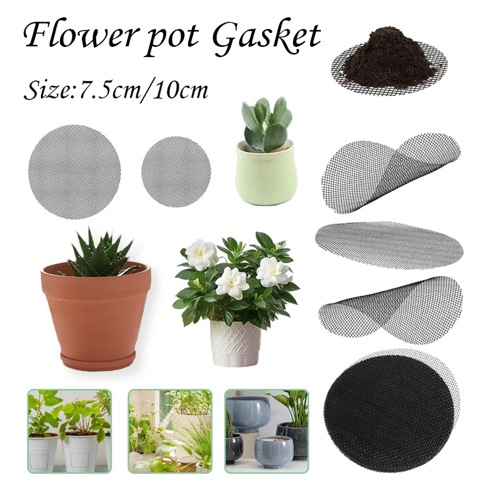 

50 Pcs Flower Pot Hole Mesh Pad Breathable Bonsai Mesh Drainage Screens Bonsai Pot Bottom Grid Mat Drainage Mesh Hole Screen