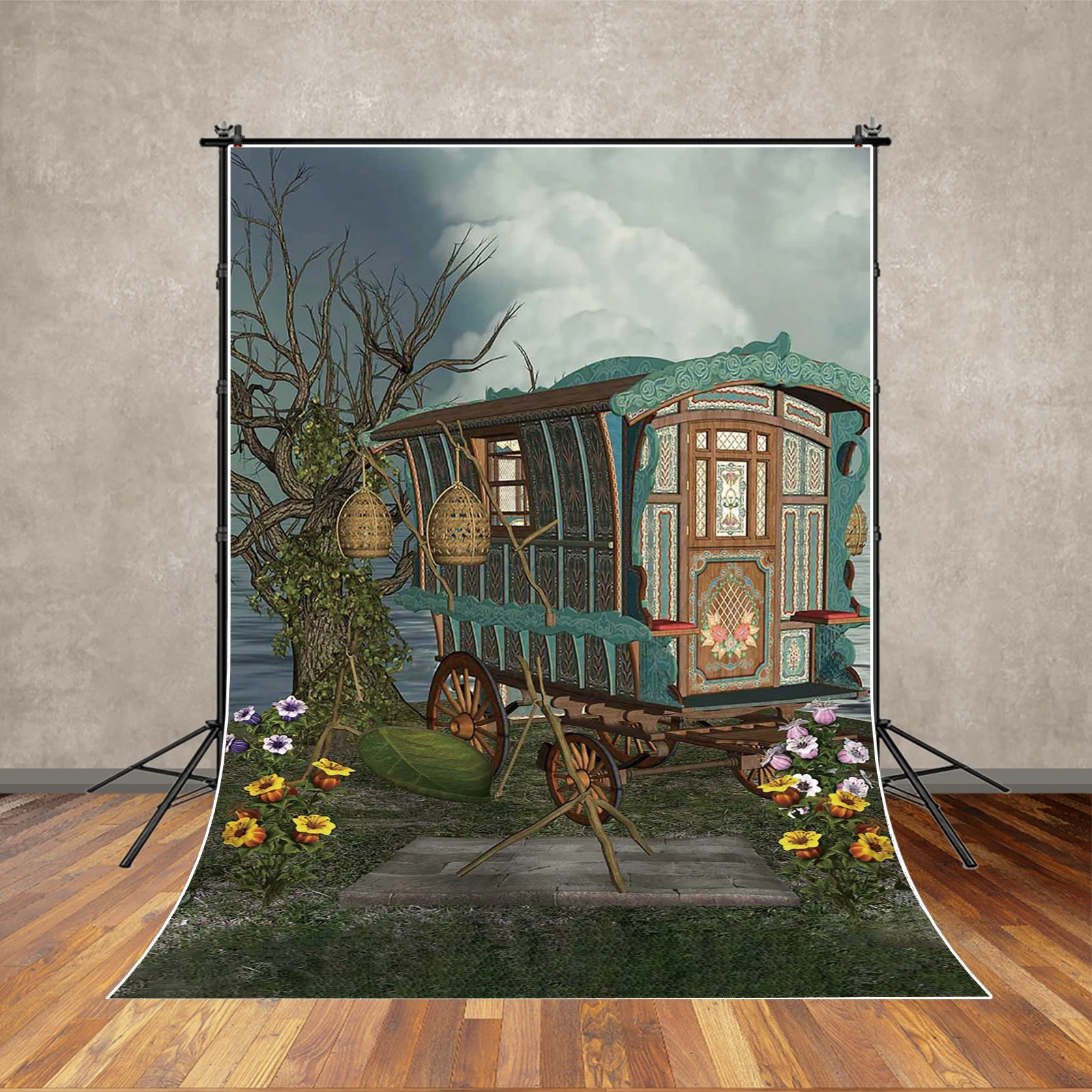 MOON.QG خلفية غابة حالمة خلفيات عشب السماء ملصق فوتوزون خلفية للتصوير الفوتوغرافي مستلزمات الحفلات للأطفال