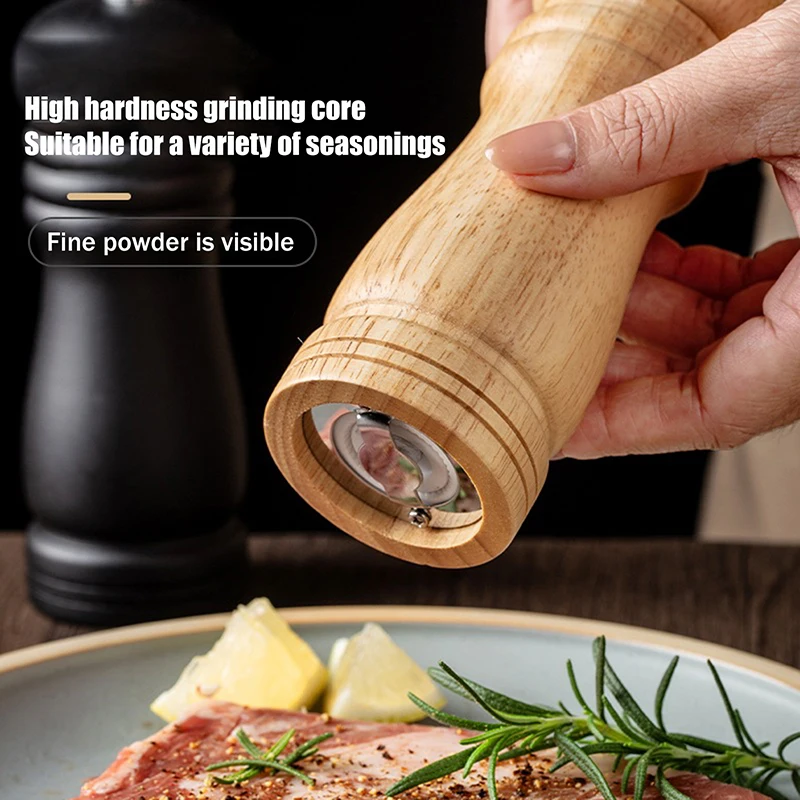 High-Quality Wooden Pepper Grinder, Salt Mill, Ceramic Grinder, Sizes 6/8/10 Inches