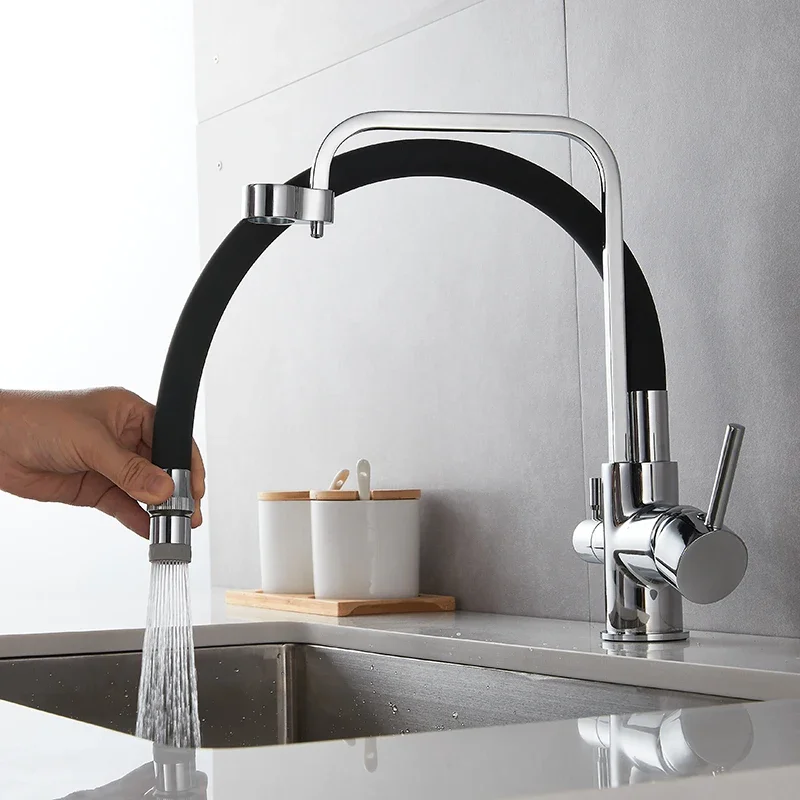 

Purified Water Kitchen Faucet Brass Construction with Pure Drinking Water Mixer 360° Rotating Purification Tap for Countertop