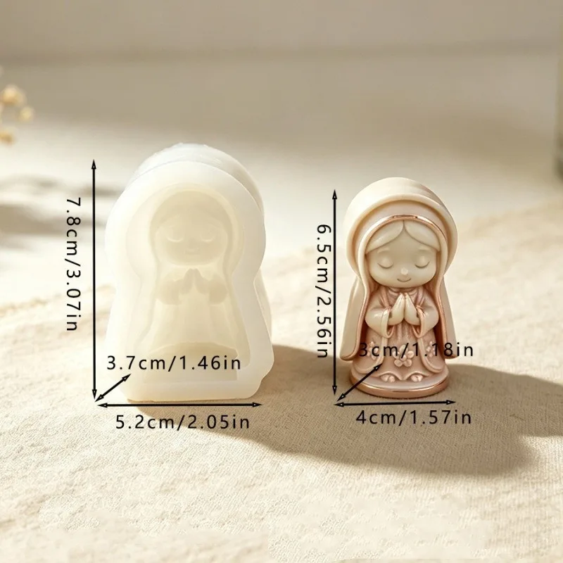 3D Prayer Virgin Mary Aroma Soap Plaster Wax Clay Craft Ornaments Making Mold DIY Praying Girl Candle Silicone Mold Home Decor 5
