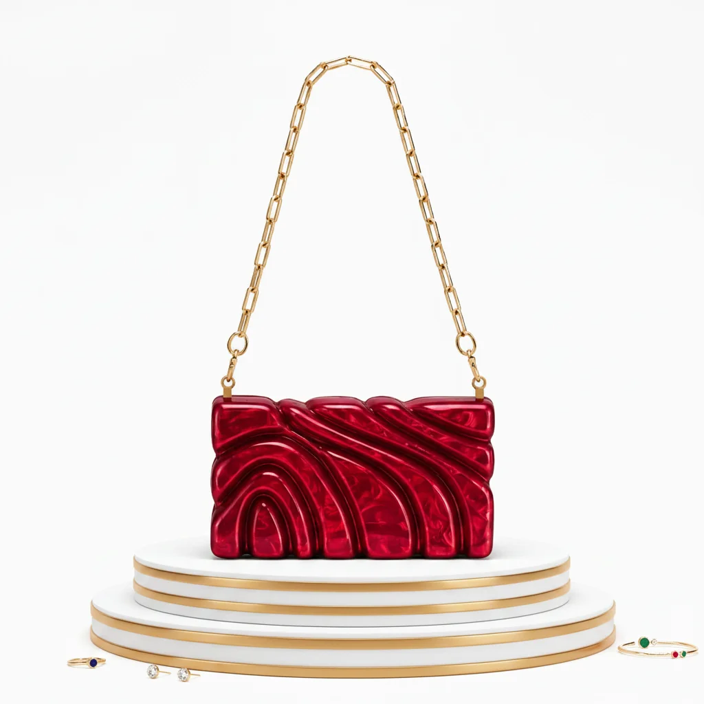 

2026 Women's New Shoulder Crossbody Clutch Bag Shaped Shell Acrylic Cotton Magnetic Clasp for Wedding Dinner and Party Bag 22 cm