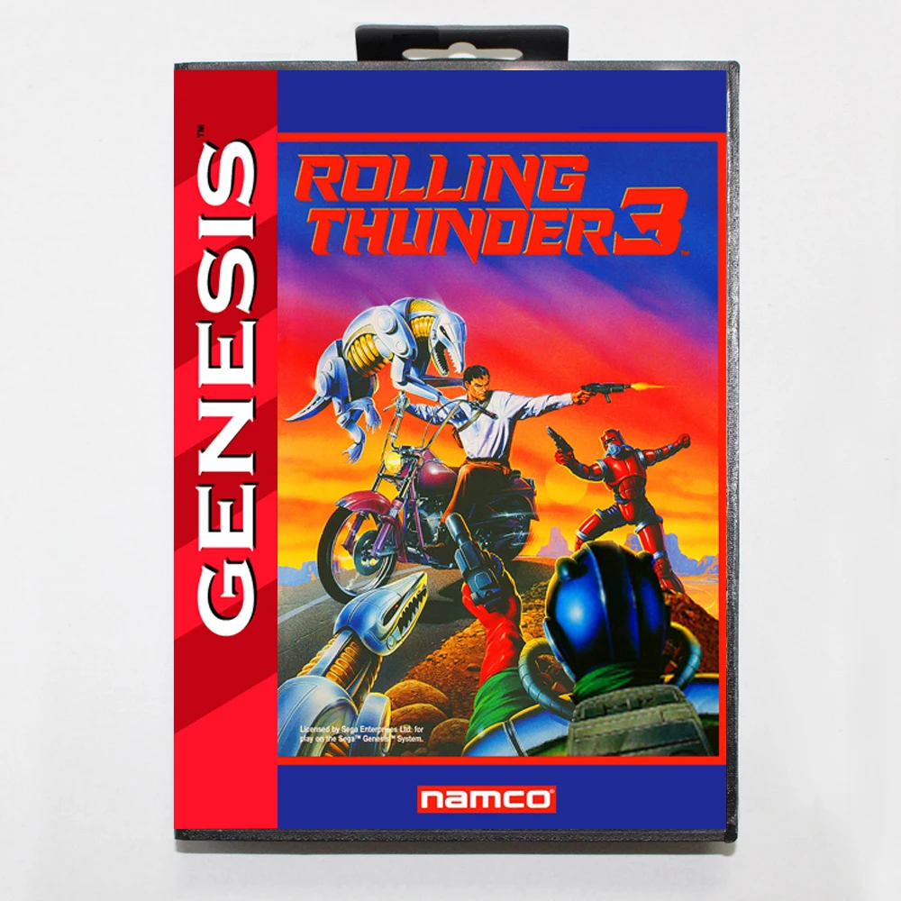 Rolling Thunder 3 MD Game Card with US Box for 16 Bit Sega Megadrive Genesis Console