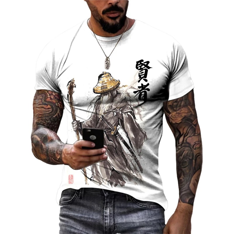 New Trend 3D Japanese Samurai Men's t-shirt Summer Fashion Casual Personality Cool Style Printed O-neck Short Sleeve Tees Tops