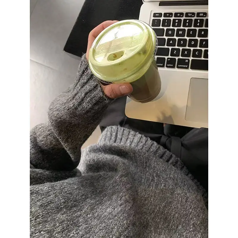 

American Sle V-Ne Knitted Sweater Cardigan Men's Color Casual Loose Fit Winter Outerwear Zipper Closure