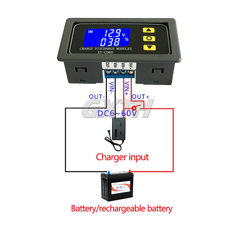 XY-CD60 Battery Charger Discharger Controller Module DC6-60V Low Voltage Current Protection Board LED Digital Display