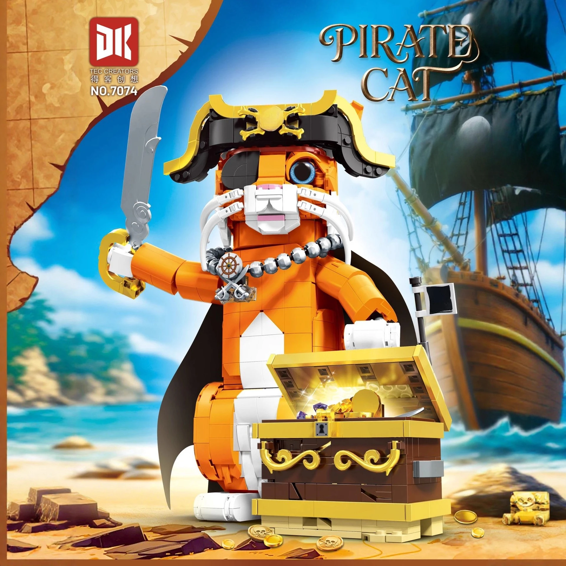 1424 قطعة نموذج القط البرتقالي اللبنات زخرفة أنيمي فيلم الحيوان سلسلة التجمع لعبة طفل هدية عيد ميلاد DK7074