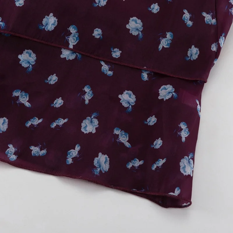 Elegantes Damenkleid mit Blumenmuster, V-Ausschnitt, Rüschen, Knopfleiste vorne, gestuftes Maxikleid, Festtagsoutfit mit Gürtel – Detail 11