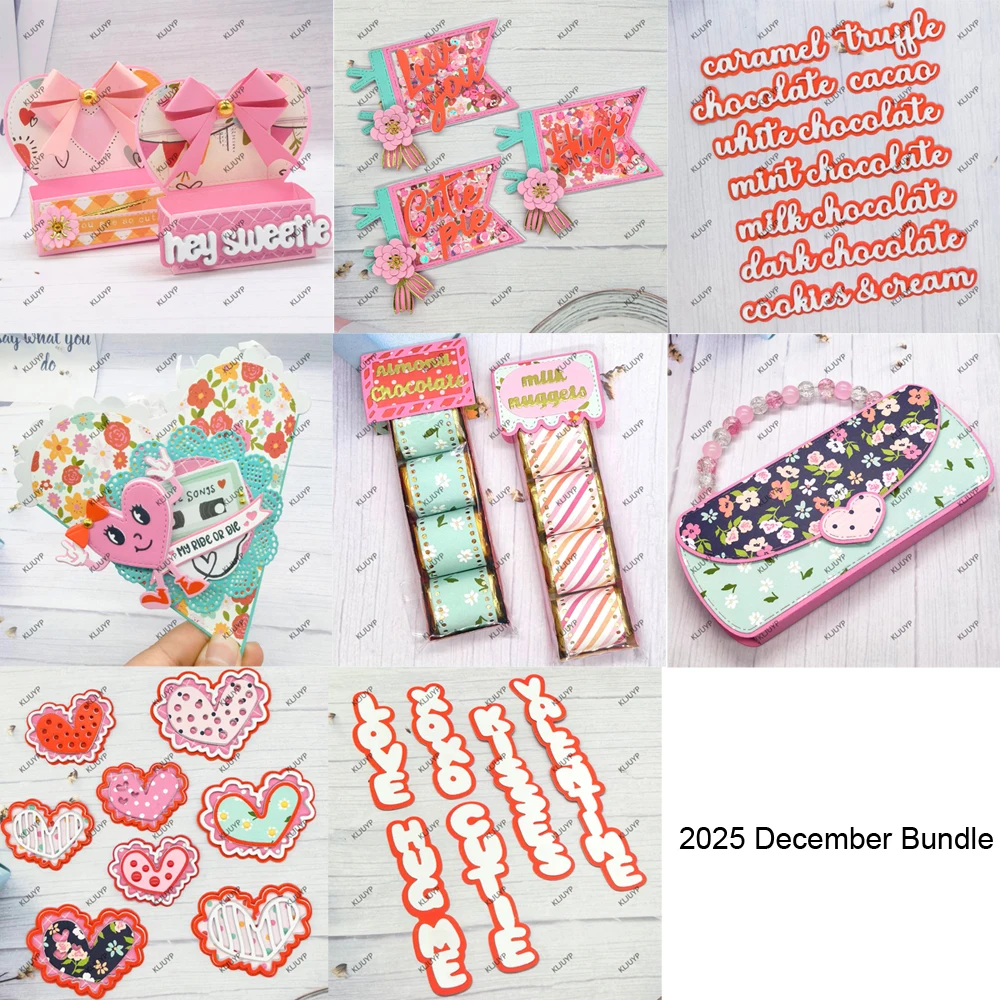 

KLJUYP 2025 December Release Bundle Metal Cutting Dies Stencils for DIY Scrapbooking Decorative Embossing DIY Paper Cards