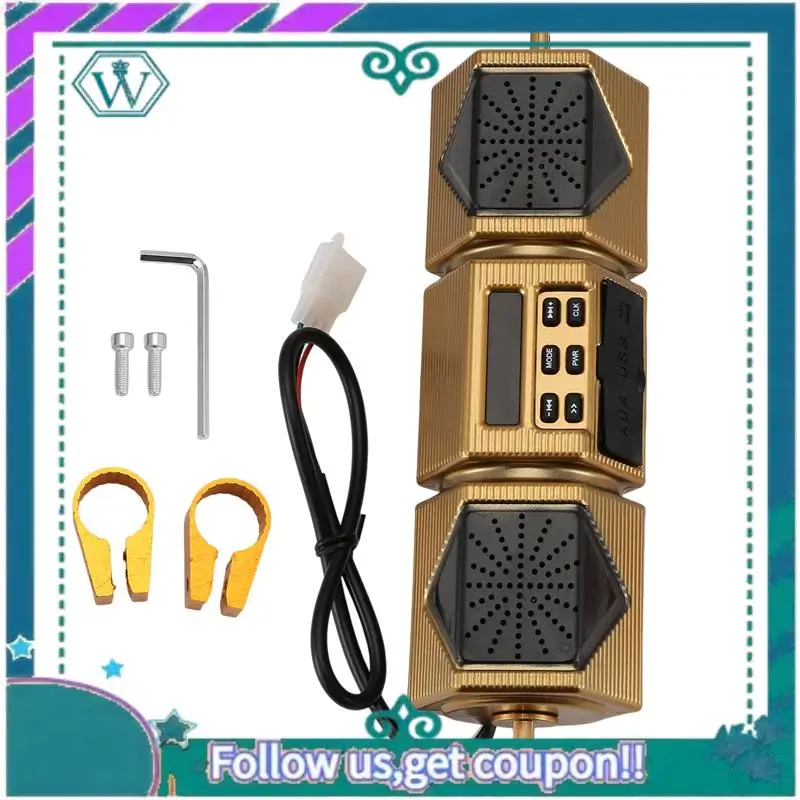 

AA92-Motorcycle MP3 Player Handlebar Speaker Bluetooth Music FM Radio Waterproof Adjustable Bracket Bike Audio Stereo 12V