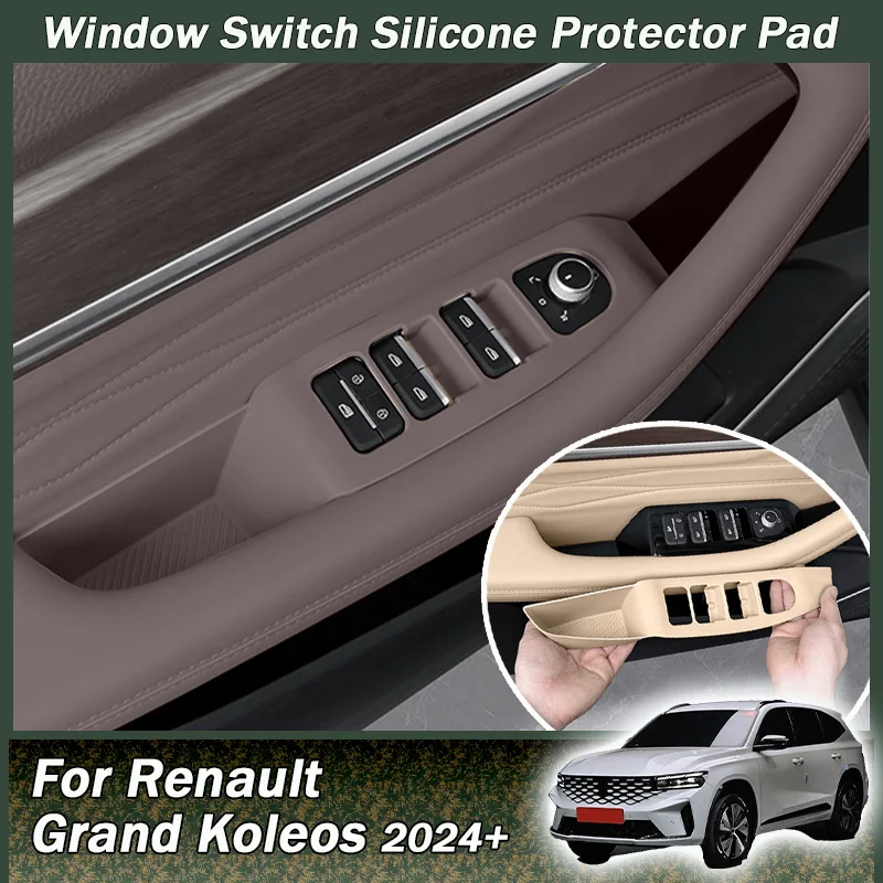For Renault Grand Koleos 2024 2025 2026 Car Door Armrest Window Switch glass lifting panel Silicone Protector Pad Interior LHD