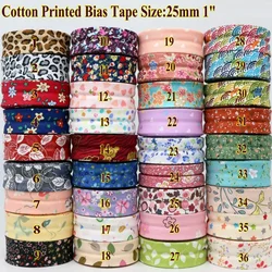 Printed fabric tape, 100% cotton bais tape, 1 inch width, 25mm x 5meters, for sewing, DIY