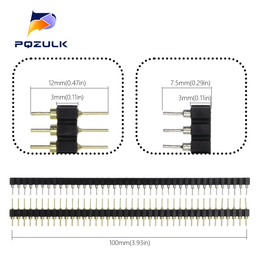 10PCS 40P Male Header 1X40 Pin 2.54 Round Female Pin Header Connector 1*40 Hole Single Inline Row Needle Seat Hole Row