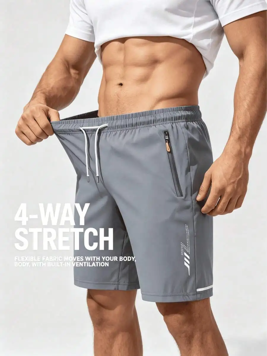 

Mens 4-Way Stretch Quick-Dry Sports Shorts With Ventilation Pocket