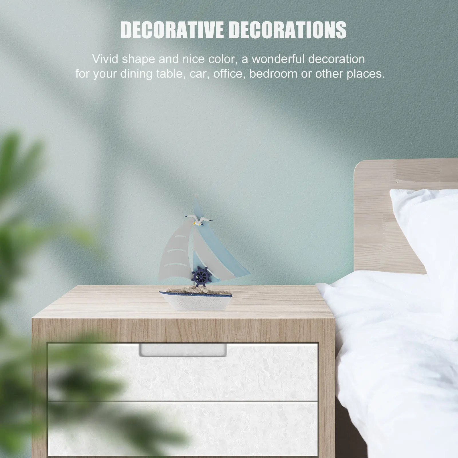 

Sailboat Ornament Premium Wooden Sailboat Decor Mediterranean Style Model Boat Home Office Bedroom Decoration Light Weight Ocean