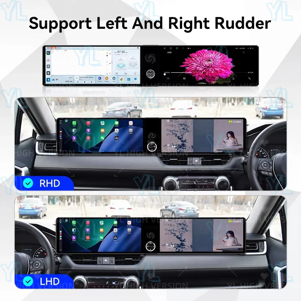 شاشة مزدوجة 12.3 بوصة عالية الدقة تعمل باللمس 8 + 256 جيجابايت أندرويد 13 وحدة CarPlay اللاسلكية ونظام أندرويد Auto Head لتويوتا RAV4 XA50 2020-2024 GPS DSP #3