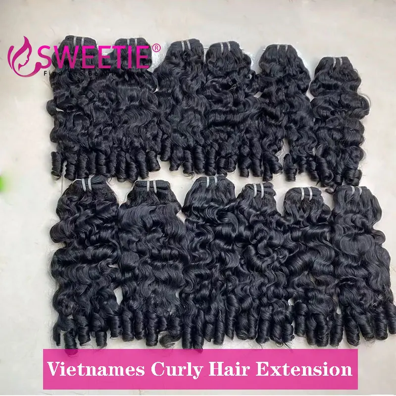 Paquetes de cabello humano birmano Pix Curls, paquetes de cabello virgen crudo vietnamita, paquete de tejido en espiral oceánico, 12A