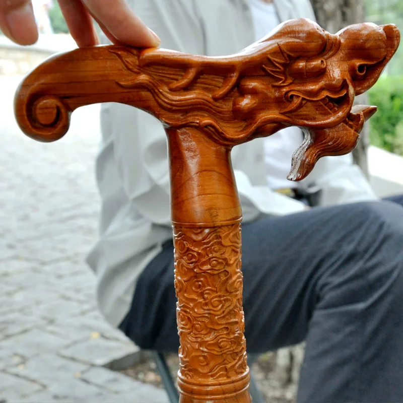 Peach wood cane, faucet, crutch, elderly walking stick, solid wood carving