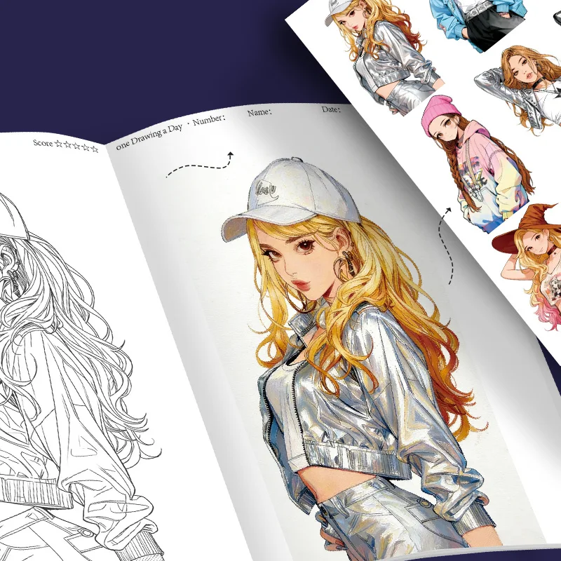K-Pop Coloring Book for Girl Cute Idol Characters & Fashion Outfits |   Fun Coloring Activity for K-Pop Fans & Teens image 6