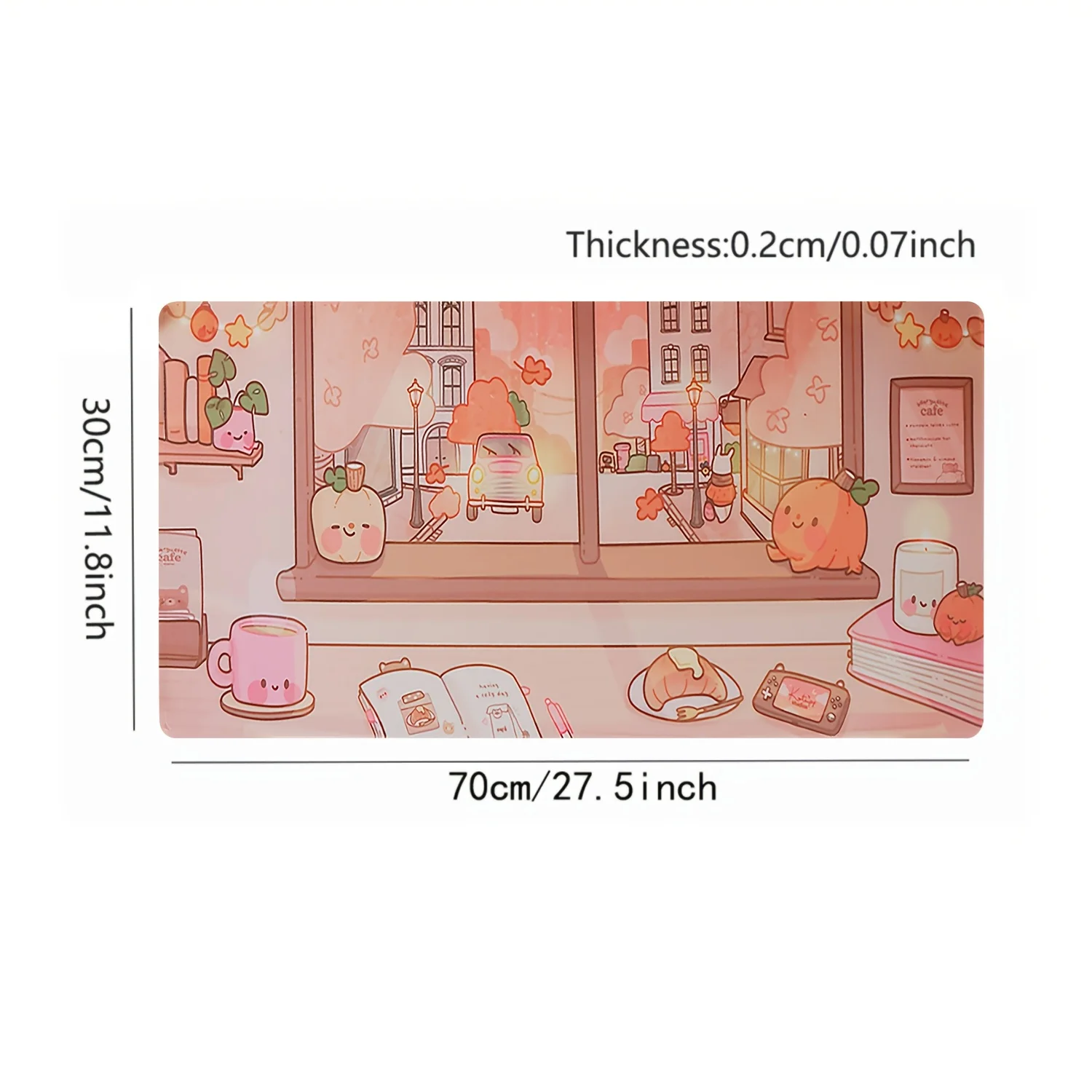 1pc Pumpkin Café Scene Mouse Pad – Cute Workspace Decor with Ultra-Smooth Surface, Stitched Edges, Non-Slip Waterproof Rubber Ba