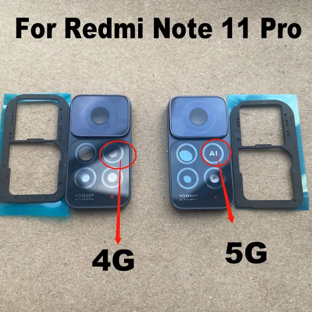 Nowość dla Xiaomi Redmi Note 11 Pro + 5G Szklany obiektyw tylnego aparatu Szkło tylnego aparatu z ramką Uchwyt Pokrywa 4G Zamiennik