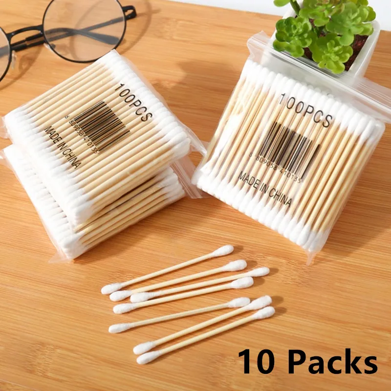 1/3/10 Packs Double Ended Cotton Swabs Makeup Removal Ear Digging Hygiene Cleaning Cotton Swabs Disposable Round Head Cleaning