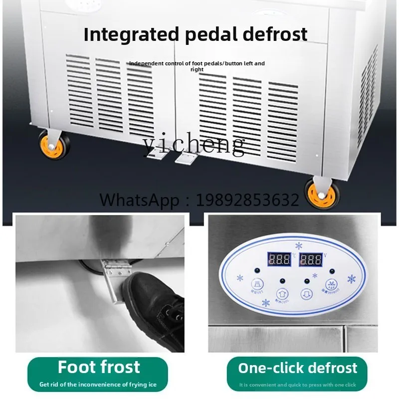 ماكينة الزبادي المقلي منغ شي، معدات مكعبات الحليب التجارية السميكة، ماكينة صنع الثلج المقلي، لفة الآيس كريم التايلاندية