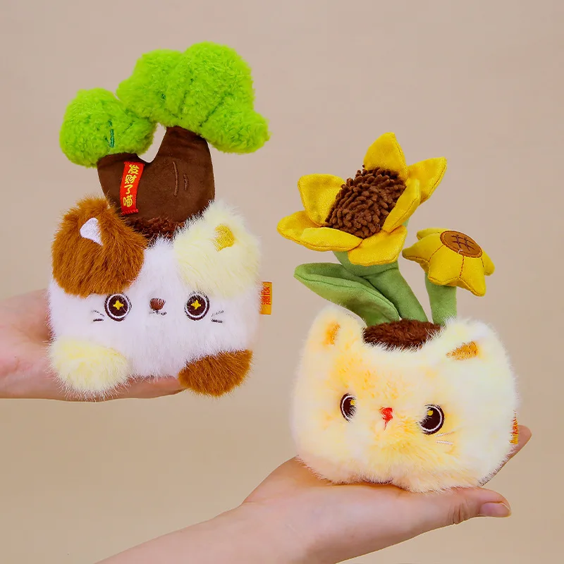 

18 см новый милый кот горшечные растения плюшевая кукла имитация мягкой игрушки украшения мультяшный кот кактус украшение дома подарок детская игрушка