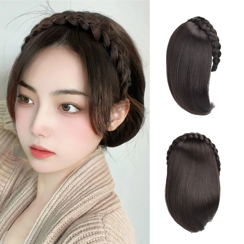 Girls Headband with Wigs Hair Extensions Casual Hairpiece for Holiday Photography Elegant Straight Hair Extensions