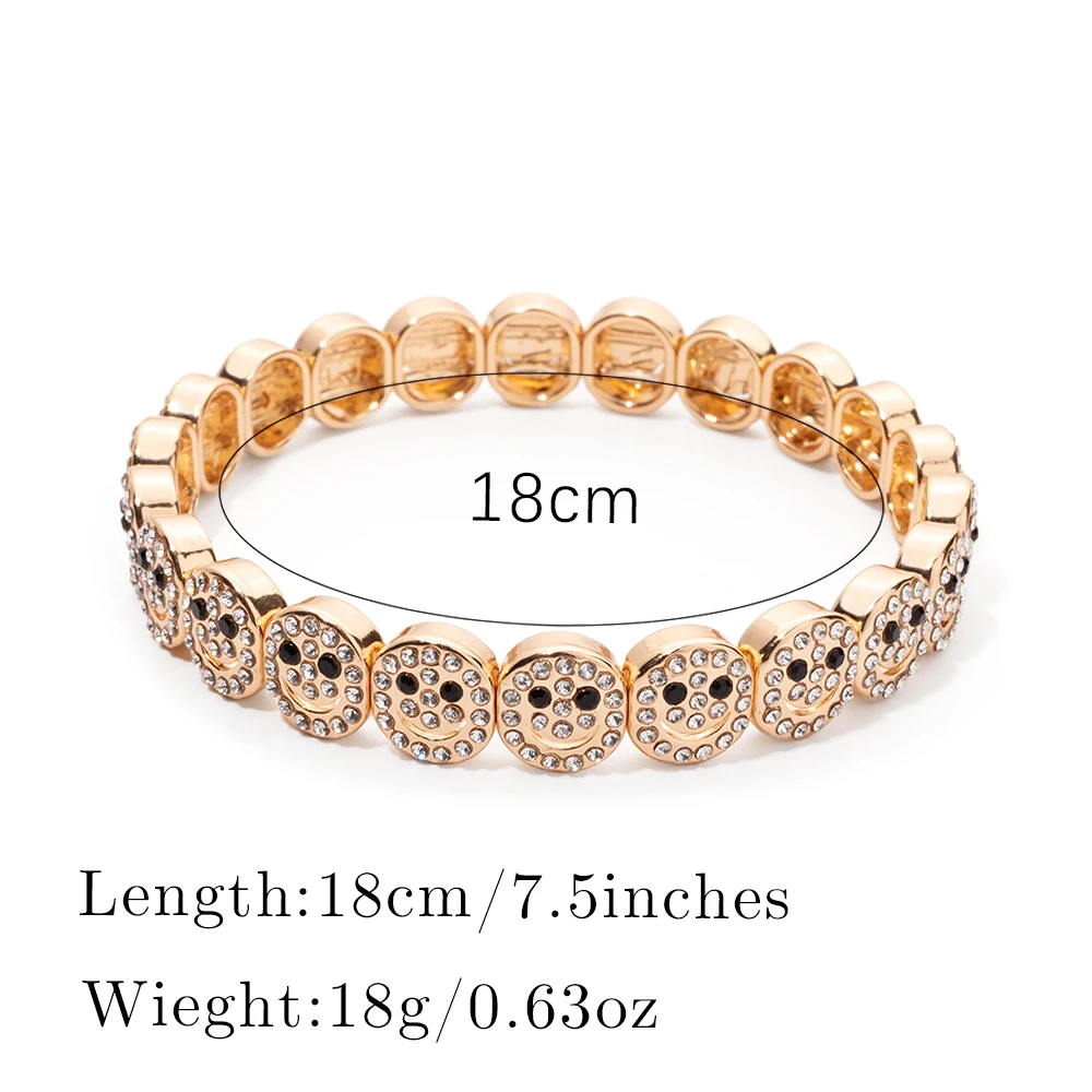 JOLDHAF Gold Color Happy Bangle For Women Inlaid Diamond Elastic Bracelets Dice Hand Accessory