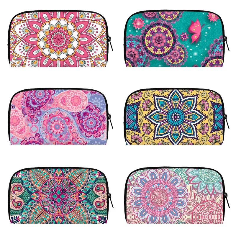 3D Mandala Flower Printed Wallet Woman Flower Printing Coin Case ID Card Bag Multicolor Pattern Money Bags Gift