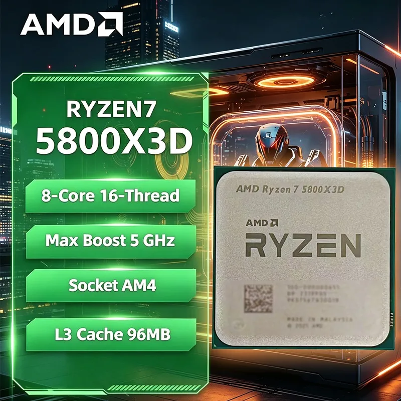 96MB Large Cache AMD Ryzen 7 5800X3D Gaming Processor 3.4GHz 8 Core 16 Thread 7nm 105W DDR4 AM4 Desktop CPU