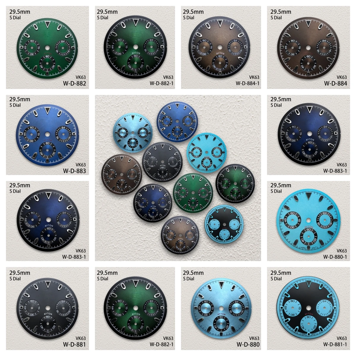 

29.5mm S Logo DTN Panda Dial Fit VK63 Movement Green Luminous CD Pattern High-Quality Dial Watch Modification Accessories